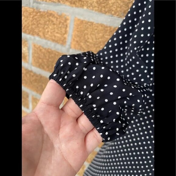 THEORY Polka Dot Long-Sleeve Mini Crepe Dress size 12 - Picture 4 of 12